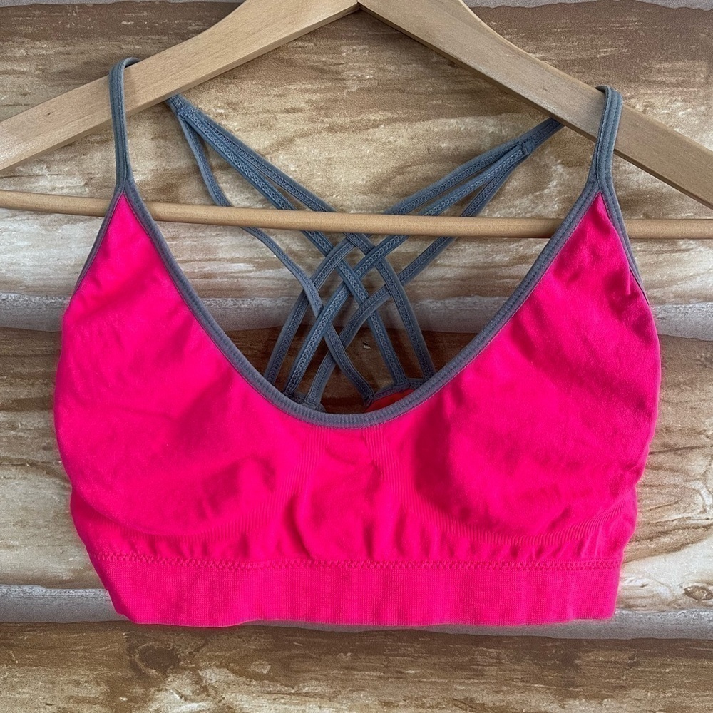 Neon strappy cross back Just Be sports bra size large